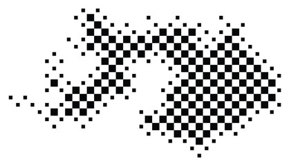 Abstract Map of the Kanton Basel-Landschaft (CH) showing the territory with a pattern of black squares like a chessboard