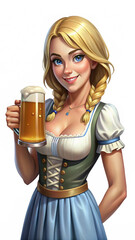 Cheerful Bavarian waitress in a dirndl