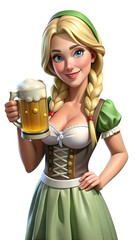 Cheerful Bavarian waitress in a dirndl