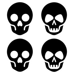 4 set skull icons silhouette vector illustration