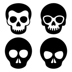 4 set skull icons silhouette vector illustration