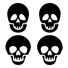 4 set skull icons silhouette vector illustration
