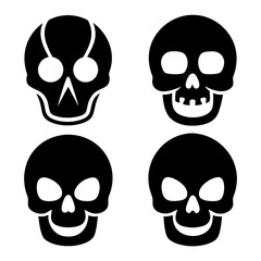 4 set skull icons silhouette vector illustration