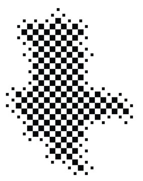 recommend clip art: Abstract Map of the Bundesland Sachsen-Anhalt (DE) showing the territory with a pattern of black squares like a chessboard