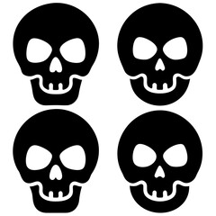 4 set skull icons silhouette vector illustration
