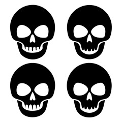 4 set skull icons silhouette vector illustration