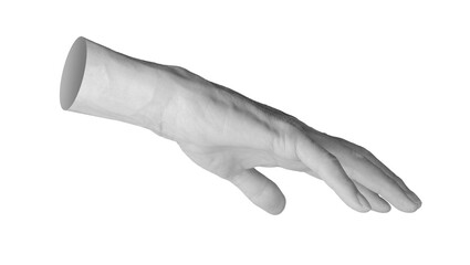 Reaching, catching, stretching to something, touching down. hand sign isolated on white background., transparent png