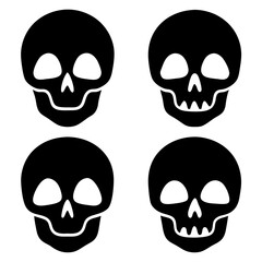 4 set skull icons silhouette vector illustration