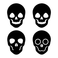 4 set skull icons silhouette vector illustration