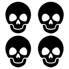 4 set skull icons silhouette vector illustration
