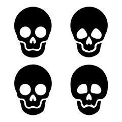 4 set skull icons silhouette vector illustration