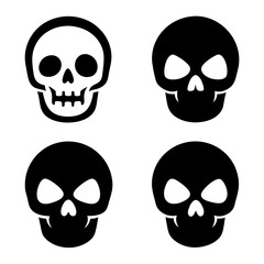 4 set skull icons silhouette vector illustration