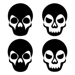 4 set skull icons silhouette vector illustration