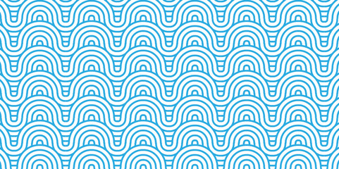 Minimal Vector overlapping Pattern diamond geometric blue color spiral line waves abstract wave line. seamless blue tile stripe overlap creative retro circle line fabric pattern white background.