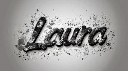 Name Laura sprayed in graffiti style, monochrome 