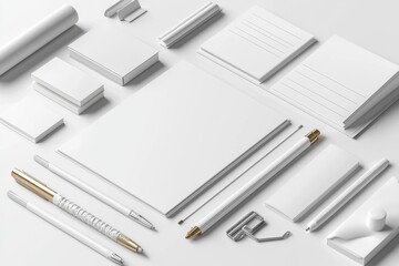 Naklejka premium Realistic blank stationery set mockup isolated created with generative ai