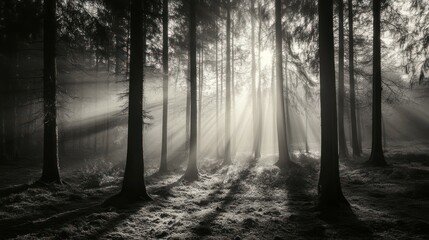 Naklejka premium black and white photo of forest,