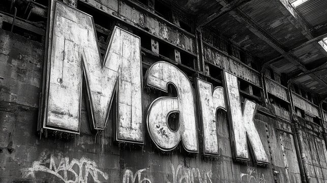 Name Mark in graffiti style in a street of urban city