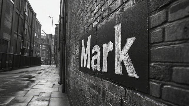 Name Mark in graffiti style in a street of urban city