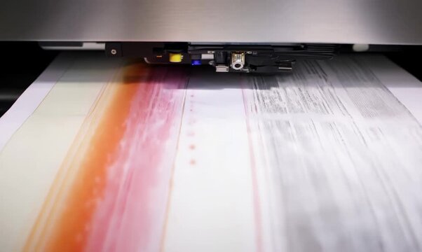 Extreme Close-Up of Professional Printer in Action