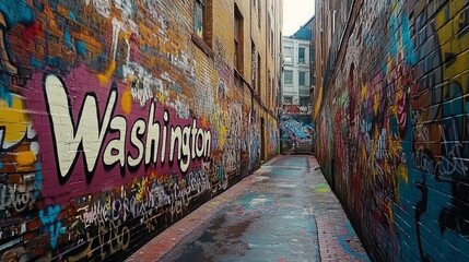 Fototapeta premium text Washington sprayed in graffiti style 