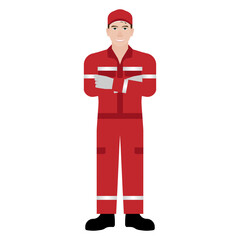 Car Mechanic or Automobile Mechanic. Man in Mechanic Uniform. Car Repair and Service Center. Car Maintenance. Vector Illustration. 