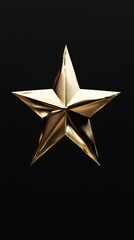 Obraz premium 3D rendering of a minimalistic golden star 80s style made of gold on a black background y2k high detail high quality high texture detail