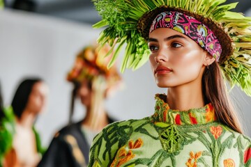 Fototapeta premium Sustainable fashion show, ecofriendly designs, green fashion trends