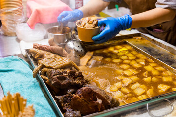 Hong Kong local street food with beef offal