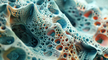 Close-up of abstract fractal patterns that seem to overlap, each representing a different reality