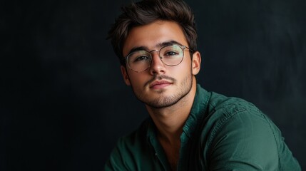 Fototapeta premium Portrait of a Young Man in Green Shirt