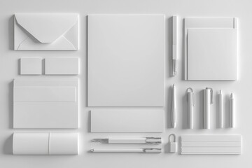 Realistic blank stationery set mockup isolated created with generative ai