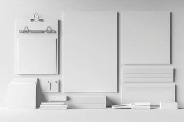 Realistic blank stationery set mockup isolated created with generative ai