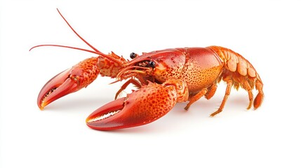 Fresh boiled red shrimp on a white background