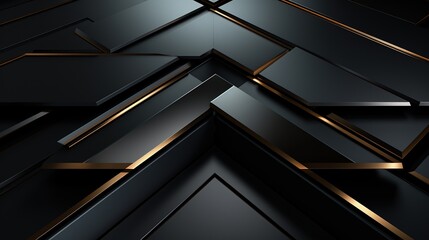 Obraz premium Abstract black and gold geometric background.