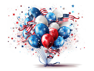 Wonderful Fourth of july independence day usa with balloon firework confetti ribbon