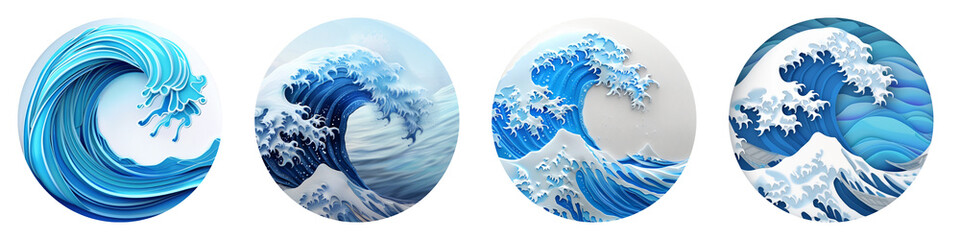 Wave clipart collection, symbol, logos, icons isolated on transparent background