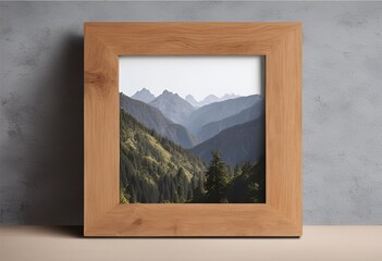Wooden photo frame with a neutral background, perfect for classic and timeless interior decor displays.