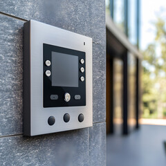keypad, safety, security, person, alarm, modern, technology, equipment, house, intercom, control, electronic, key, press, protection, ring, secure, system, camera, entrance, lock, door, home, woman, 
