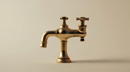 Golden faucet on a white background.