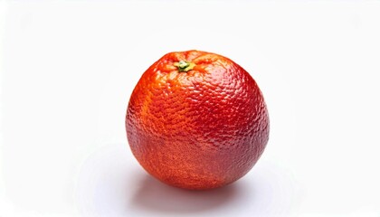 Ruby Red Perfection: A solitary blood orange pops against a pristine white backdrop, its textured skin hinting at the juicy sweetness within.