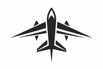 Plane logo design simple icon silhouette black,Airplane,A minimalist Travel logo vector art illustration with a plane icon logo, featuring a modern stylish shape with an underline