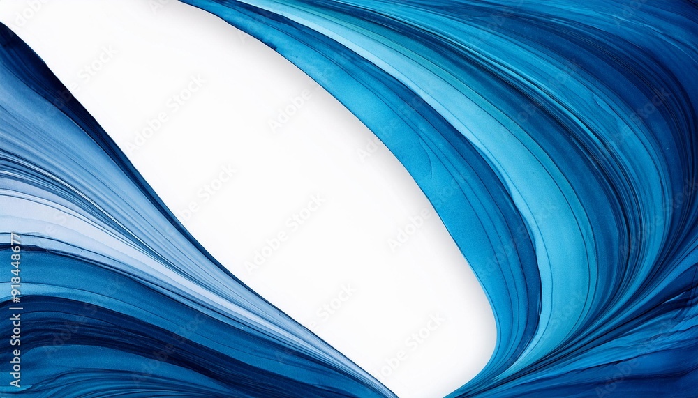 Wall mural abstract watercolor paint background dark blue gradient color with fluid curve lines texture