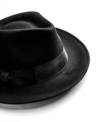 Elegant Black Fedora Hat on a White Background