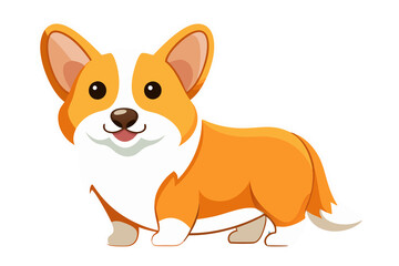 Cute corgi dog character isolated on the transparent background