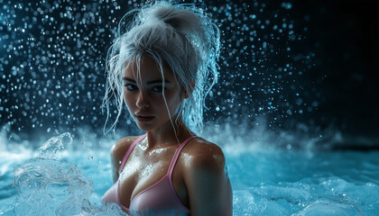 Obraz premium Girl in the pool