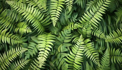 Lush green ferns covering the forest floor in a natural setting during daylight