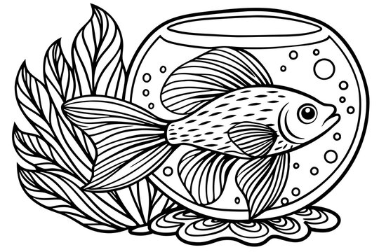 recommend clip art: striking betta fish   aquarium black silhouette illustration,Fish in Fishbowl