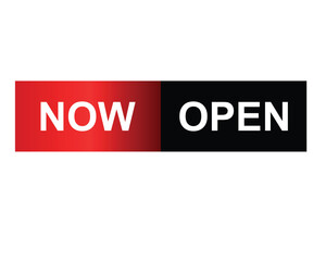 open now button on white background. open now button sign