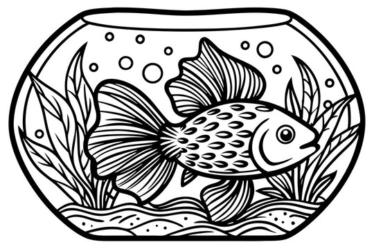 recommend clip art: striking betta fish   aquarium black silhouette illustration,Fish in Fishbowl